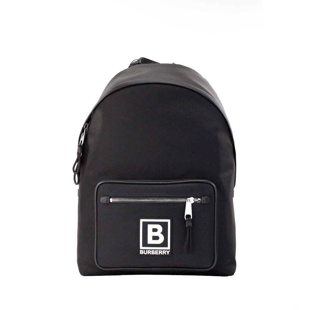 Burberry Abbeydale Branded Stamp Black Nylon Backpack Shoulder Bookbag Burberry