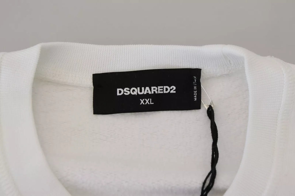 Dsquared² White Embroidered Crewneck Sweatshirt Sweater Dsquared²