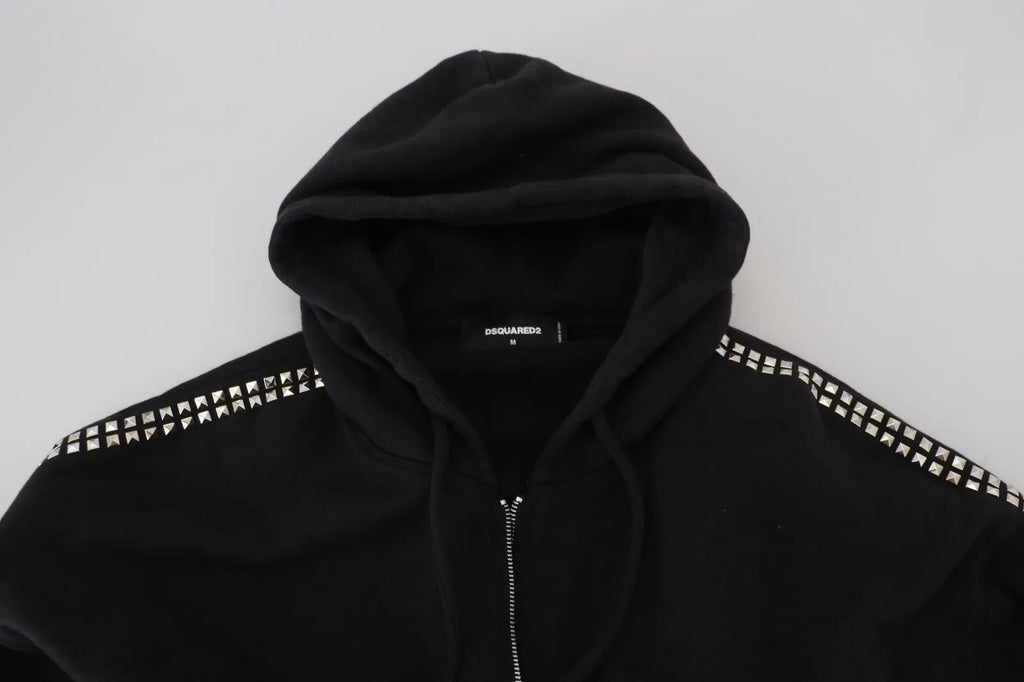 Dsquared² Black Embellished Full Zip Hooded Sweater Dsquared²