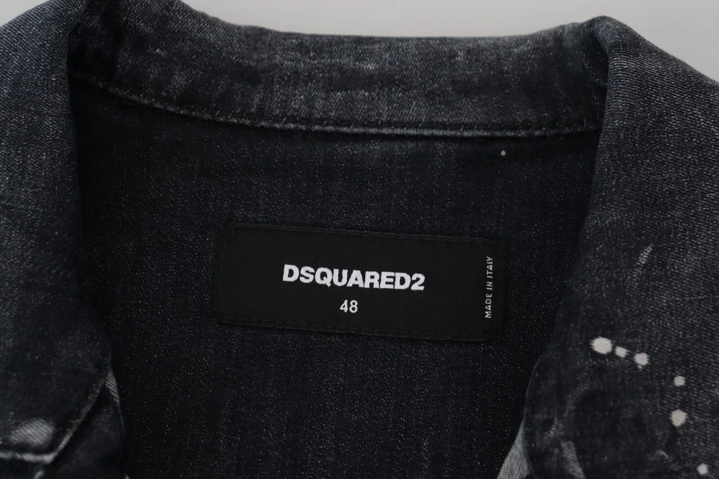 Dsquared² Gray Tie Dye Full Button Pockets Denim Jacket Dsquared²