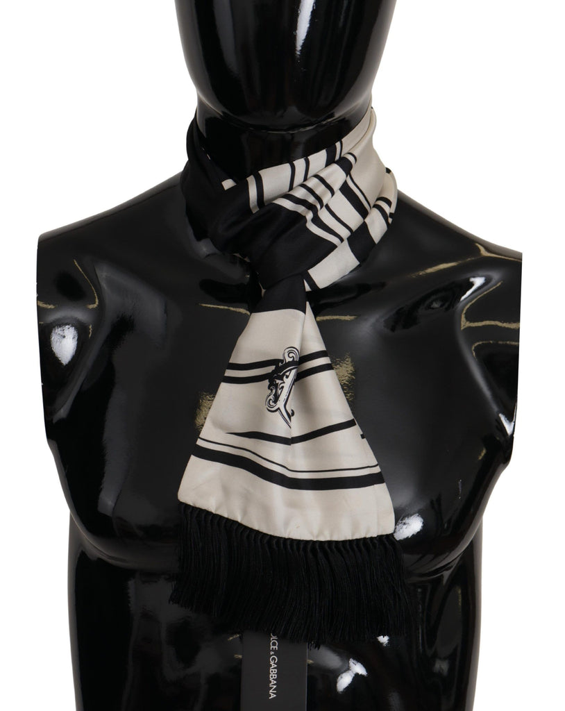 Dolce & Gabbana Elegant Silk Men's Scarf - Classic Black Stripe Dolce & Gabbana