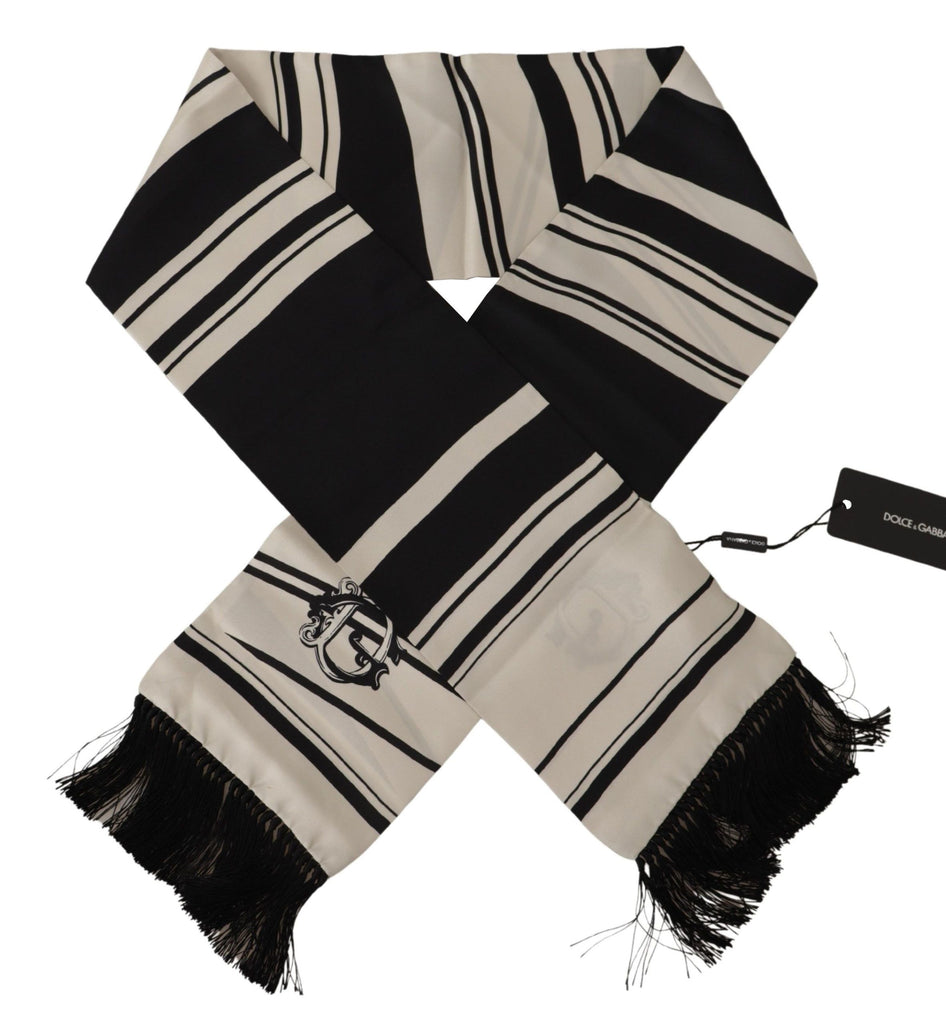 Dolce & Gabbana Elegant Silk Men's Scarf - Classic Black Stripe Dolce & Gabbana