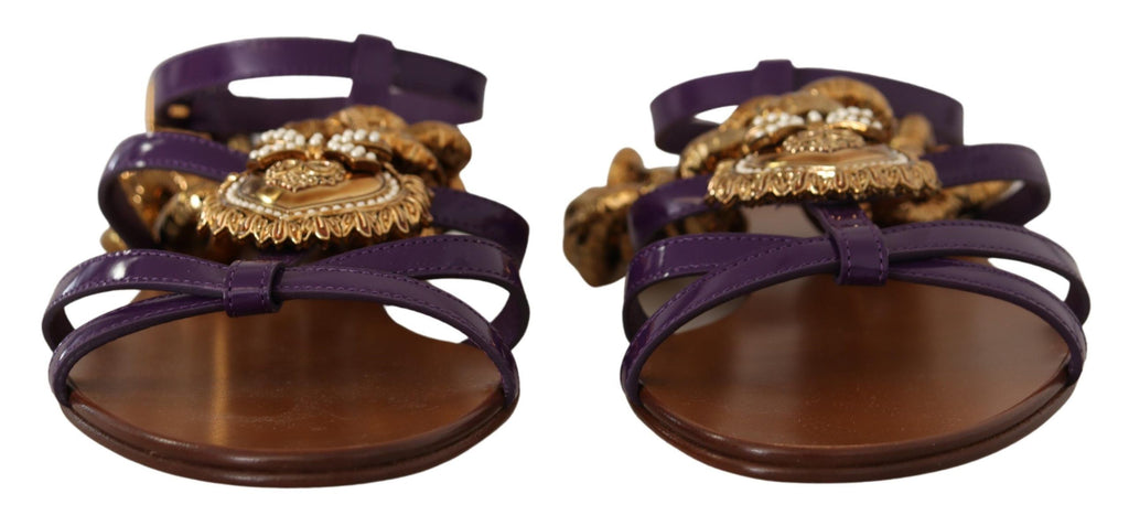 Dolce & Gabbana Purple Heart Chain Gladiator Flats Dolce & Gabbana