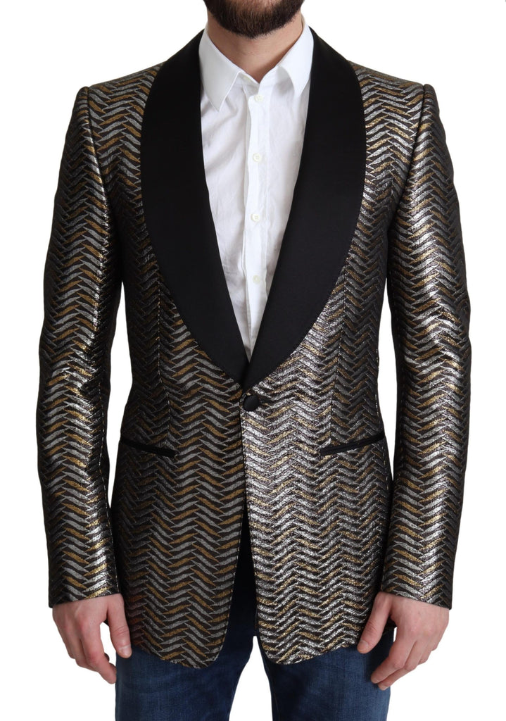Dolce & Gabbana Elegant Metallic Jacquard Slim Blazer Jacket Dolce & Gabbana