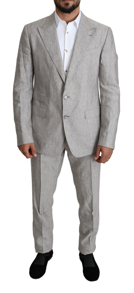 Dolce & Gabbana Elegant Slim Fit Gray Linen-Silk Suit Dolce & Gabbana