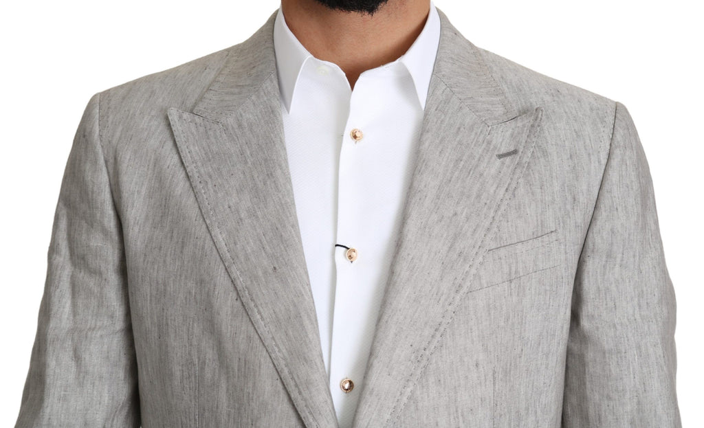 Dolce & Gabbana Elegant Slim Fit Gray Linen-Silk Suit Dolce & Gabbana