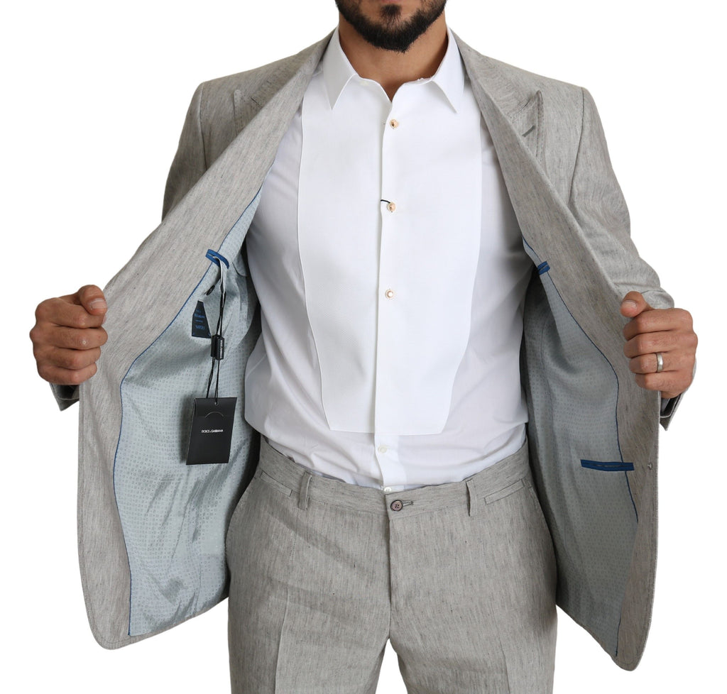 Dolce & Gabbana Elegant Slim Fit Gray Linen-Silk Suit Dolce & Gabbana