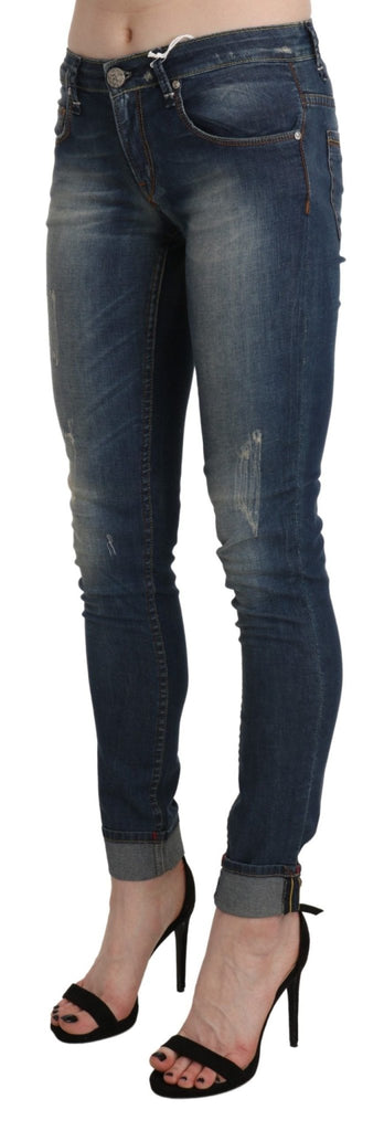 Acht Blue Washed Low Waist Skinny Cropped Denim Trouser - Luxe & Glitz