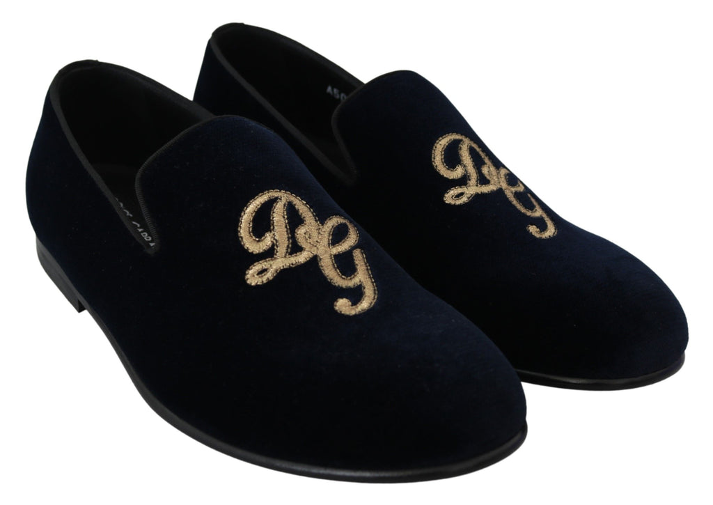 Dolce & Gabbana Elegant Blue Embroidered Loafers - Luxe & Glitz