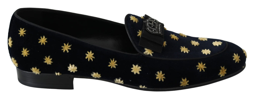 Dolce & Gabbana Elegant Velvet Crown Embroidery Loafers - Luxe & Glitz