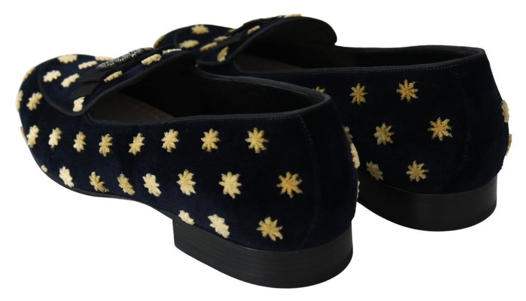 Dolce & Gabbana Elegant Velvet Crown Embroidery Loafers - Luxe & Glitz