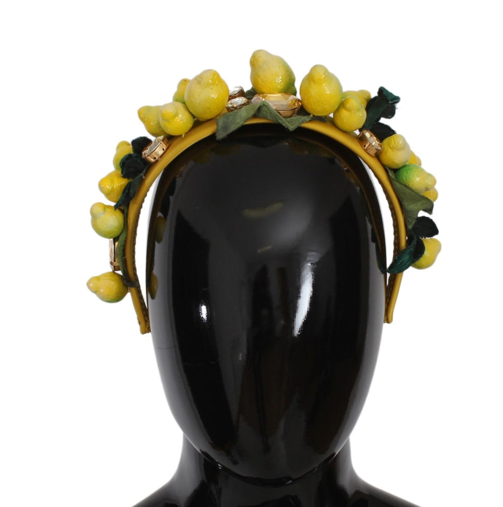 Dolce & Gabbana Exquisite Silk Crystal Lemon Headband Diadem Dolce & Gabbana