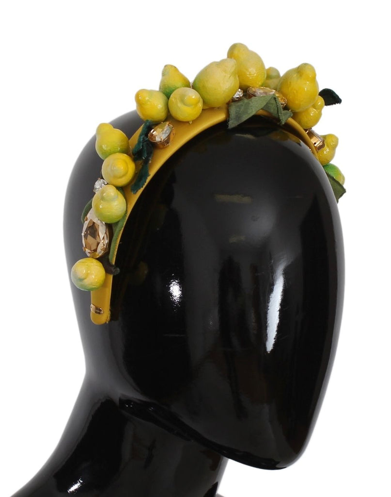 Dolce & Gabbana Exquisite Silk Crystal Lemon Headband Diadem Dolce & Gabbana