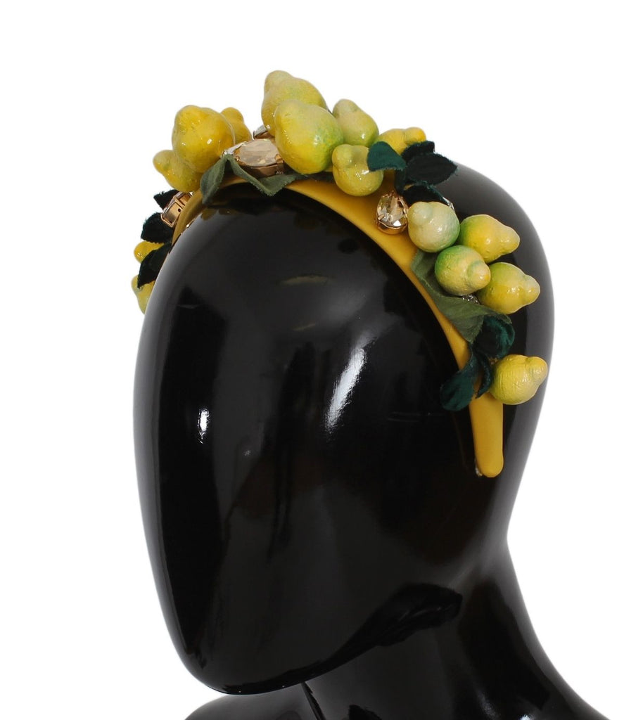 Dolce & Gabbana Exquisite Silk Crystal Lemon Headband Diadem Dolce & Gabbana