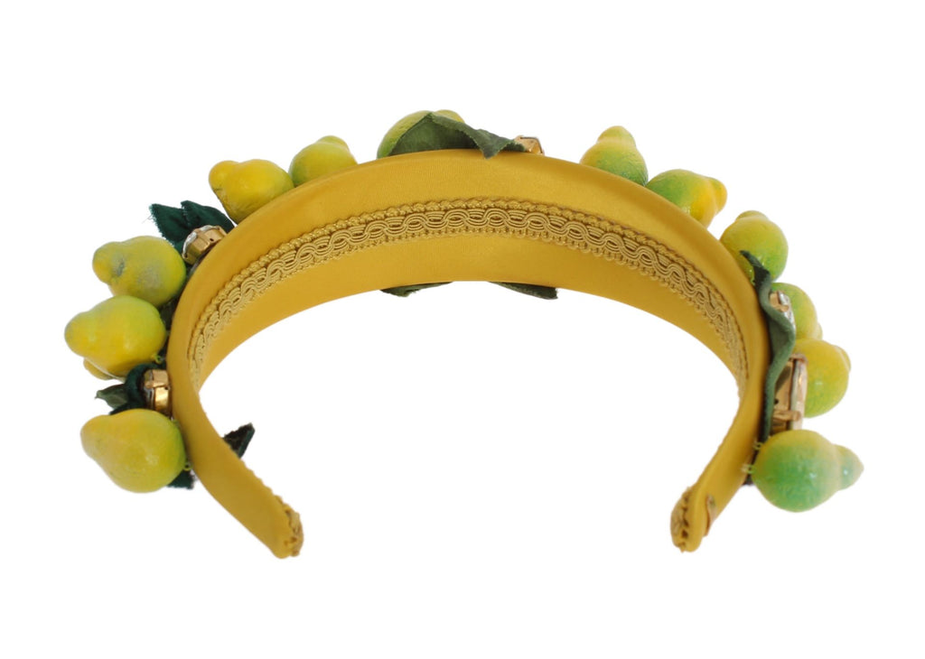 Dolce & Gabbana Exquisite Silk Crystal Lemon Headband Diadem Dolce & Gabbana