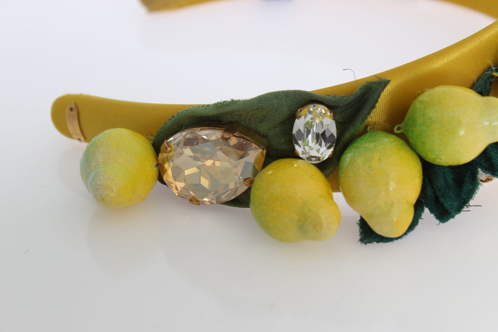 Dolce & Gabbana Exquisite Silk Crystal Lemon Headband Diadem Dolce & Gabbana