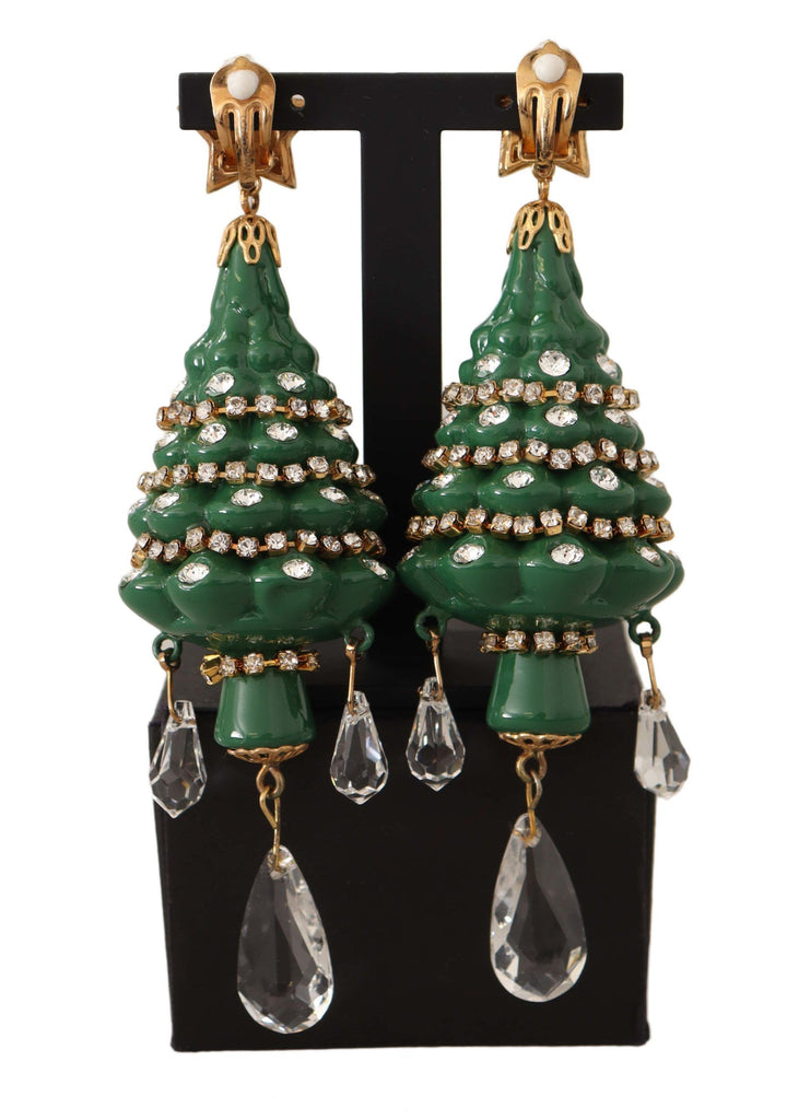 Dolce & Gabbana Enchanting Crystal Christmas Tree Clip-On Earrings Dolce & Gabbana