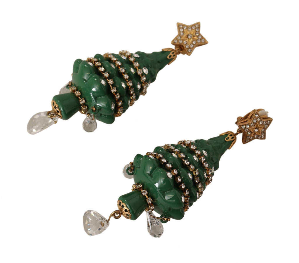 Dolce & Gabbana Enchanting Crystal Christmas Tree Clip-On Earrings Dolce & Gabbana