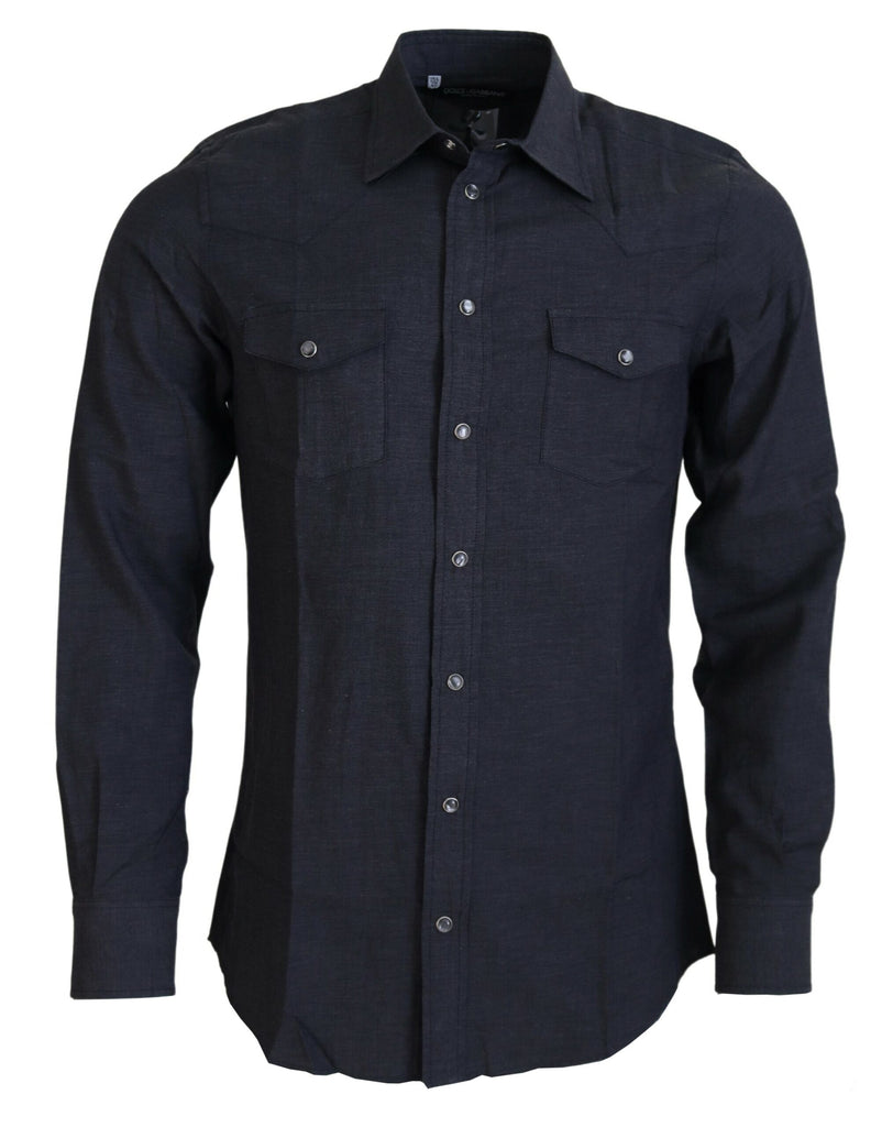 Dolce & Gabbana Elegant Gray Cotton Collared Shirt Dolce & Gabbana