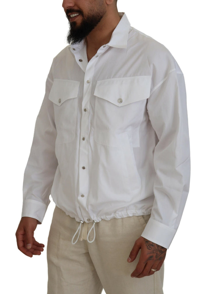 Dsquared² White Cotton Collared Casual Men Long Sleeves Jacket Dsquared²