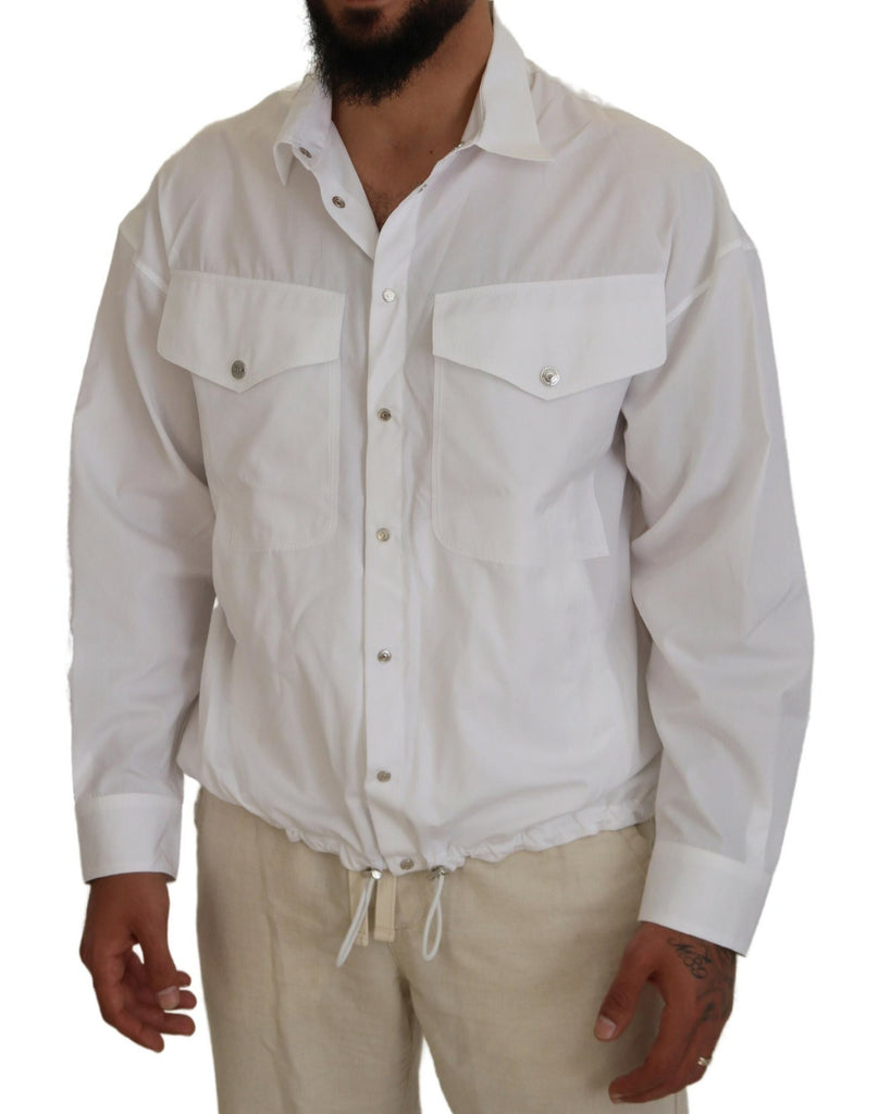 Dsquared² White Cotton Collared Casual Men Long Sleeves Jacket Dsquared²