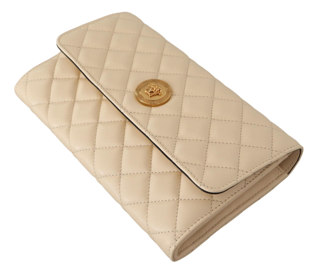 Versace Elegant White Nappa Leather Evening Shoulder Bag Versace