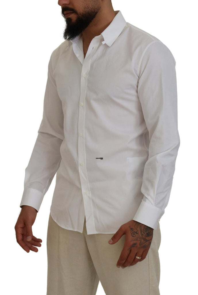 Dsquared² White Cotton Collared Long Sleeves Formal Shirt Dsquared²