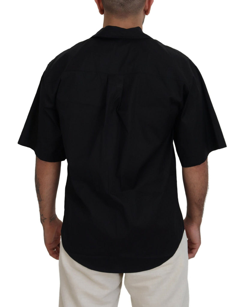 Dsquared² Black Cotton Collared Logo Print Short Sleeve Shirt Dsquared²