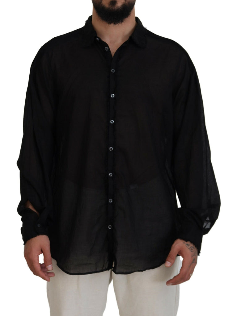 Dsquared² Black Cotton Collared Long Sleeves Formal Shirt Dsquared²