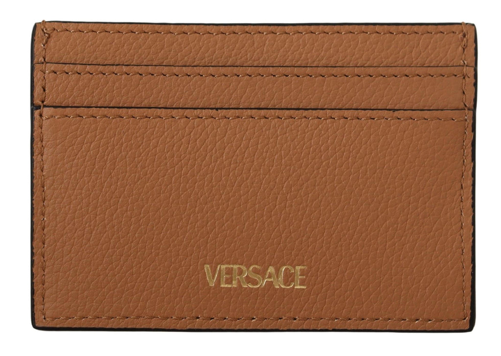 Versace Elegant Medusa Calf Leather Card Holder Versace