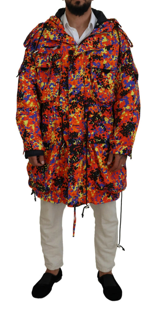 Dsquared² Multicolor Long Hooded Cargo Pocket Coat Jacket Dsquared²