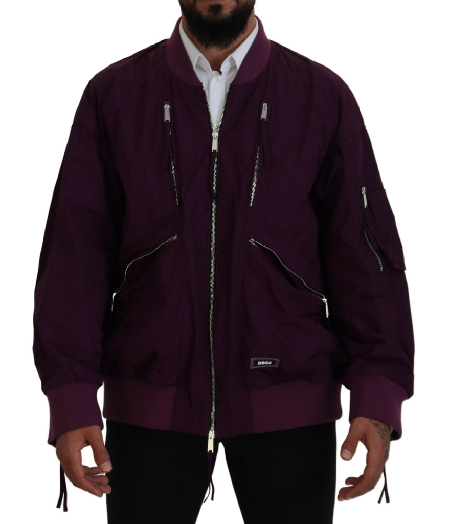 Dsquared² Purple Polyester Full Zipper Bomber Jacket Dsquared²