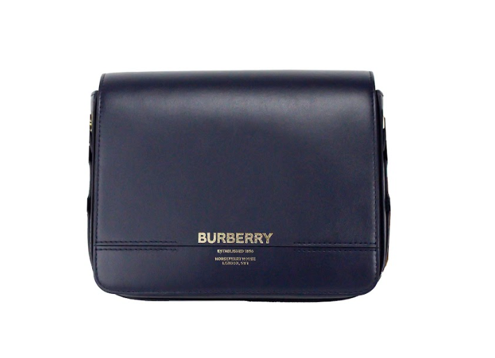 Burberry Grace Small Regency Blue Smooth Leather Flap Crossbody Handbag Purse Burberry