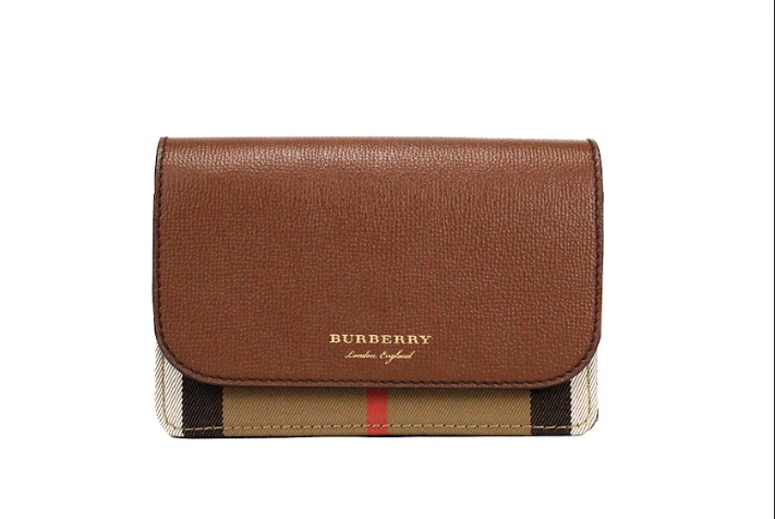 Burberry Hampshire Small House Check Canvas Tan Derby Leather Crossbody Bag Burberry