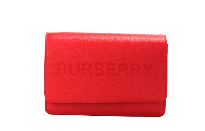 Burberry Hampshire Small Red Embossed Logo Smooth Leather Crossbody Bag Burberry