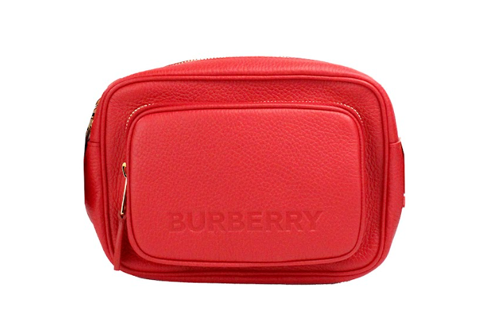 Burberry Small Branded Bright Red Grainy Leather Camera Crossbody Bag Burberry