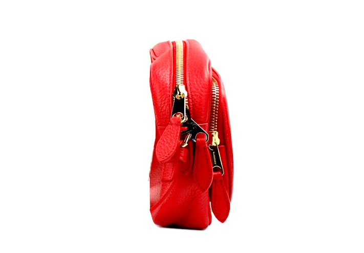 Burberry Small Branded Bright Red Grainy Leather Camera Crossbody Bag Burberry