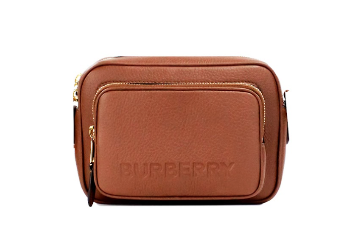 Burberry Small Branded Tan Brown Leather Camera Crossbody Bag Burberry