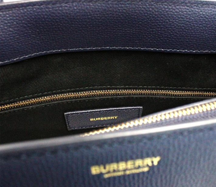 Burberry Banner Medium Regency Blue Leather Tote Crossbody Handbag Purse Burberry