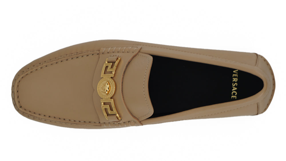 Versace Exquisite Medusa Gold-Tone Leather Loafers Versace