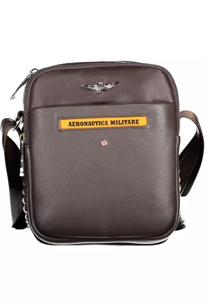 Aeronautica Militare Elegant Brown Shoulder Bag with Contrasting Details Aeronautica Militare