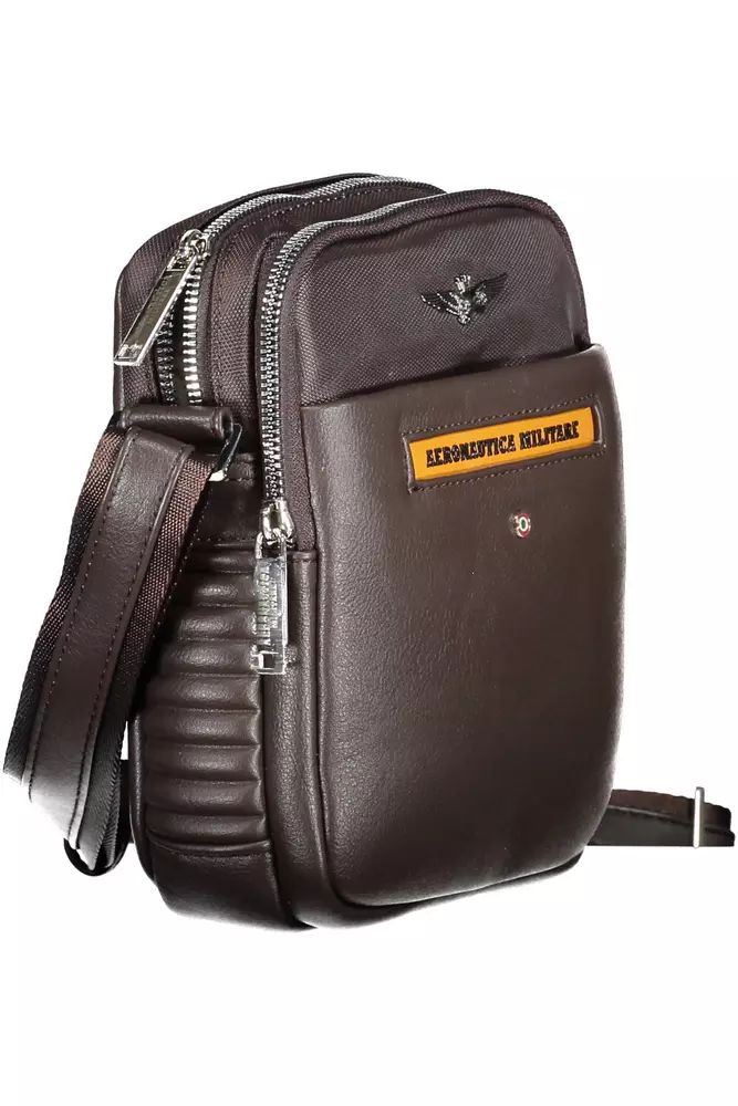 Aeronautica Militare Elegant Brown Shoulder Bag with Contrasting Details Aeronautica Militare