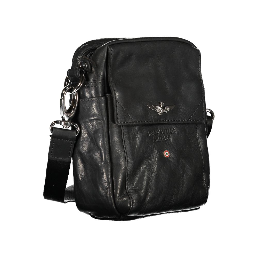 Aeronautica Militare Sleek Black Leather Shoulder Bag Aeronautica Militare