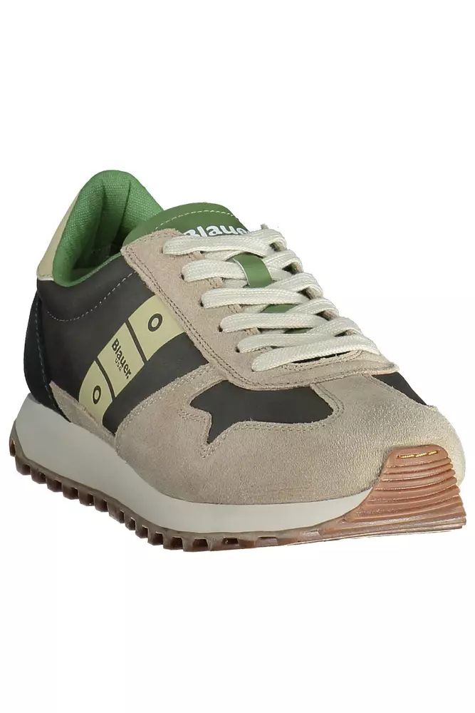 Blauer Beige Lace-Up Sneakers with Logo Accent Blauer