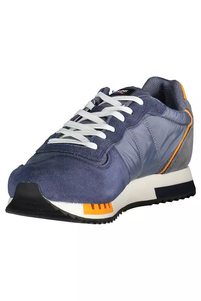 Blauer Elegant Blue Lace-up Sneakers with Contrast Details Blauer
