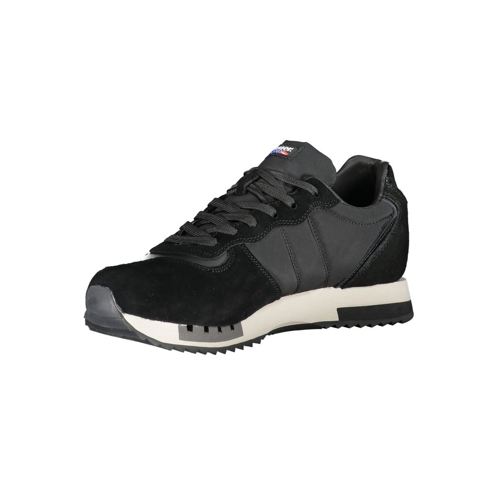 Blauer Chic Black Lace-up Sneakers with Contrast Detail Blauer