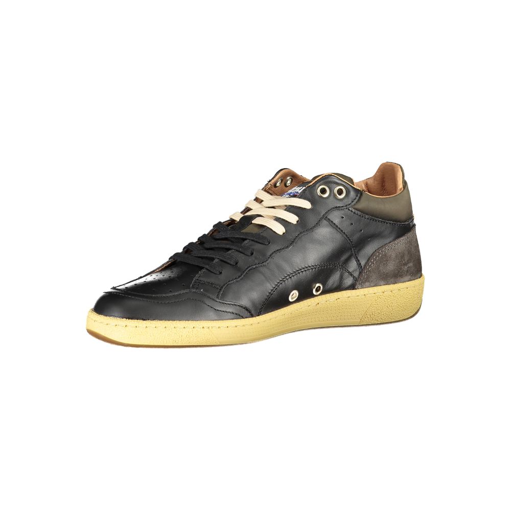 Blauer Sleek Black Lace-Up Sneakers with Contrast Details Blauer