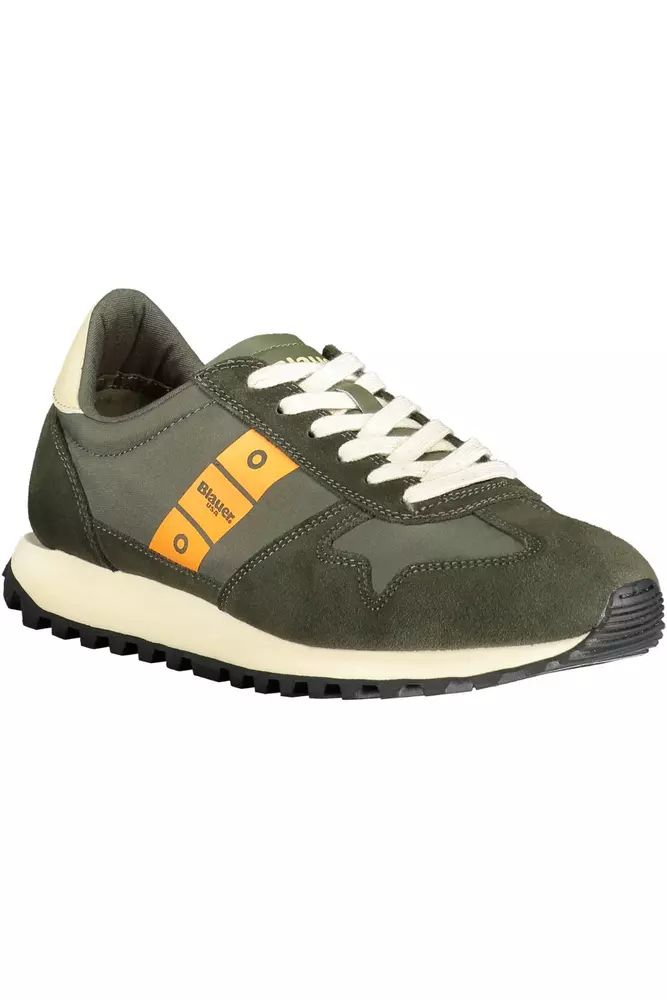 Blauer Sporty Green Lace-Up Sneakers with Contrast Detailing Blauer