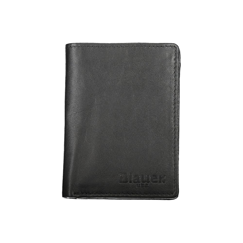 Blauer Elegant Black Leather Dual Compartment Wallet Blauer
