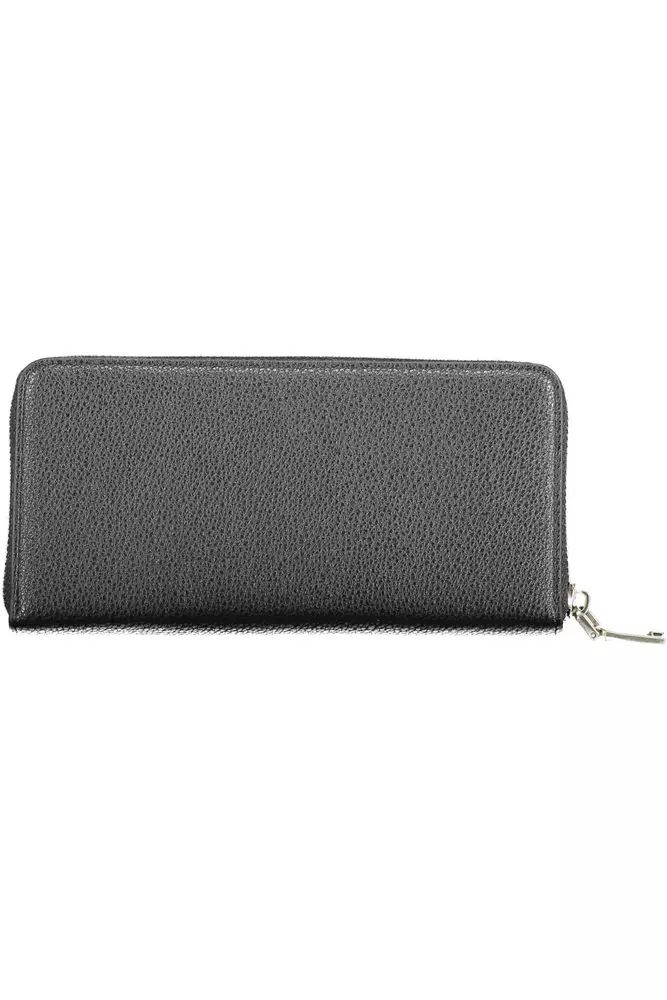 BYBLOS Elegant Black Polyethylene Wallet with Zip Closure BYBLOS